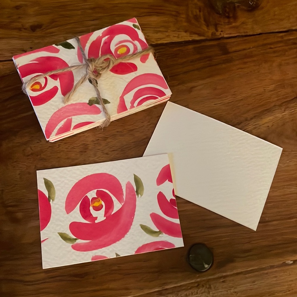 Handcrafted 25 Blank Thank You Cards  - Red